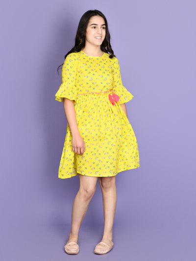 Lemon Yellow Fit n Flare Dress