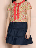 Multi Floral Ruffled Button Down Top