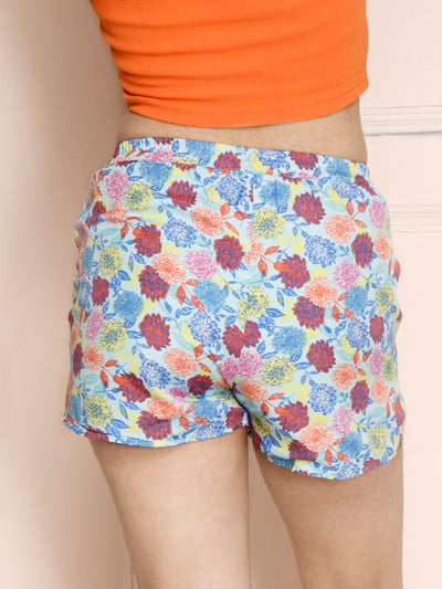 Floral Print Stylish Button Shorts