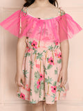 Pink Floral Frilled Strappy Dress