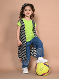 Green Plain Top with Attached Zebra Print Shrug