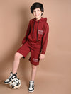 Solid Plain Hooded Sweatshirt with Shorts Set