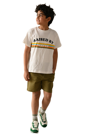 Graphic Printed T-shirt with Drawstring Shorts Set