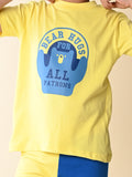 Bear Hugs Printed T-shirt with Colorblock Short Set