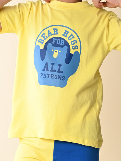 Bear Hugs Printed T-shirt with Colorblock Short Set
