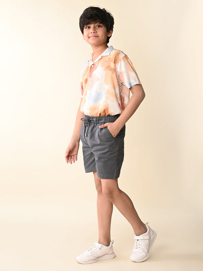 Ombre Printed Shirt With Shorts Set