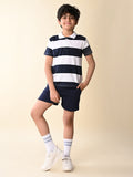 Multi Stripes Printed Collar T-shirt with Shorts Set