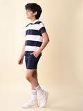 Multi Stripes Printed Collar T-shirt with Shorts Set