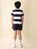 Multi Stripes Printed Collar T-shirt with Shorts Set