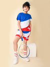 Colorblock Solid T-shirt with Shorts Set