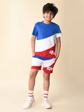 Colorblock Solid T-shirt with Shorts Set