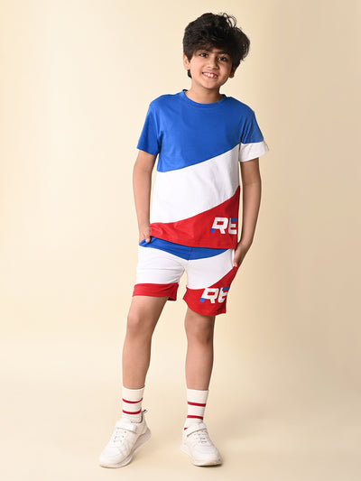 Colorblock Solid T-shirt with Shorts Set