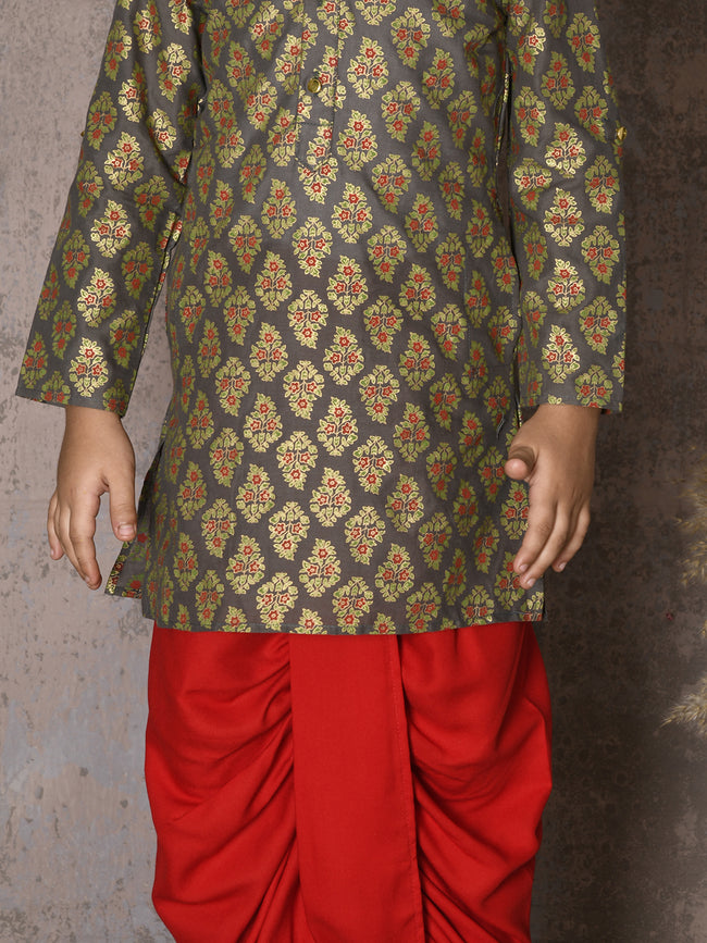 Floral Batik Design Kurta with Dhoti Set