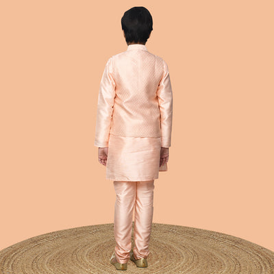 Kurta Pyjama Set with Embossed Nehru Jacket