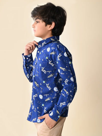 Space Printed Full Sleeves Shirt