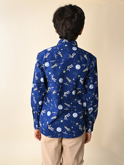 Space Printed Full Sleeves Shirt