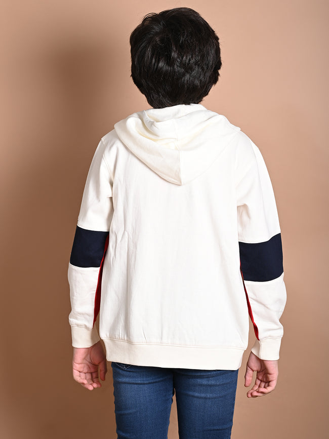 Alpha Numeric Printed Full Sleeves Hooded Sweatshirt