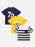 Stripes Numeric Printed Summer Cool Tshirts Pack of 3