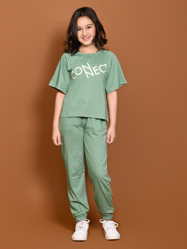 Connect Printed Half Sleeve Tee with Jogger Set