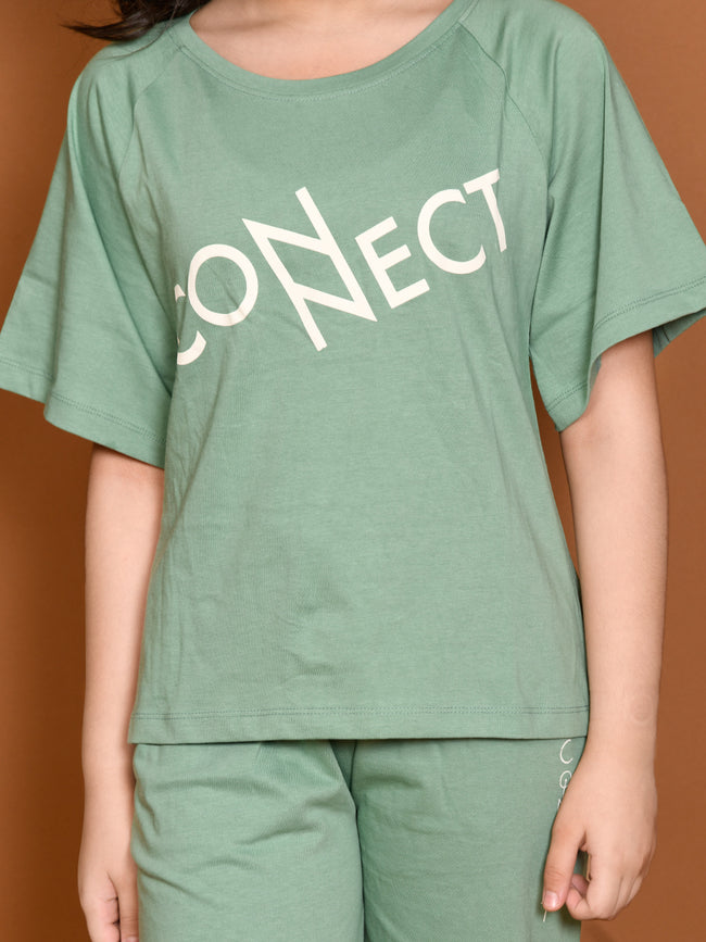 Connect Printed Half Sleeve Tee with Jogger Set