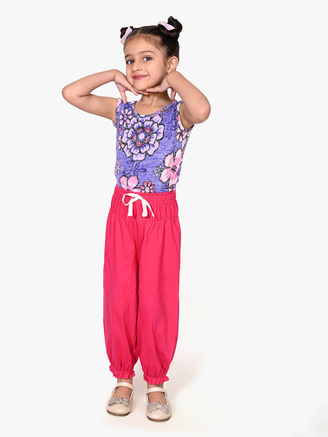 Floral Printed Sleeveless Top with Afghani Style Pant