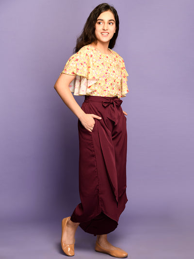 Floral Top with Skirt Palazzo Set