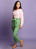 Fruit Printed Top with Belted Pant Set