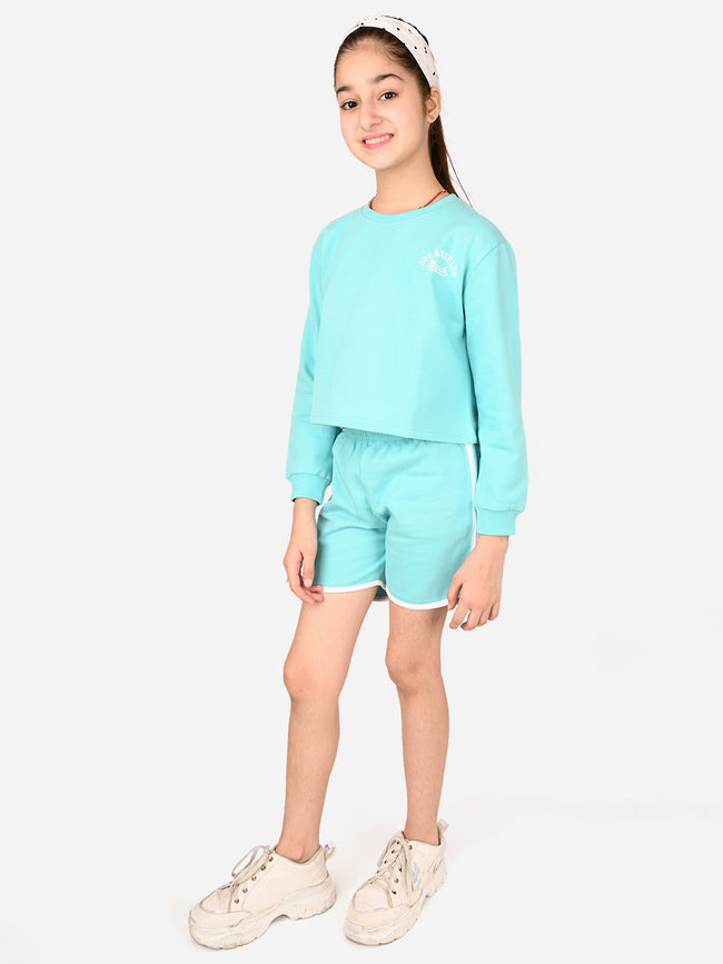 Solid Plain Full Sleeve Top with Bermuda Shorts