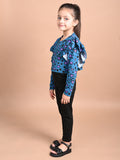 All Over Printed  Ruffle Full Sleeve Top with Legging Set