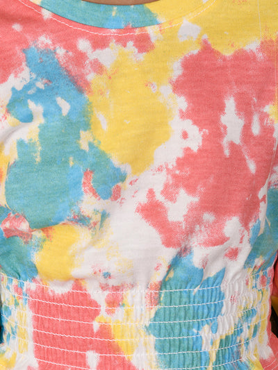 Tie Dye Printed Full Sleeve Smoking Top with Pant Set
