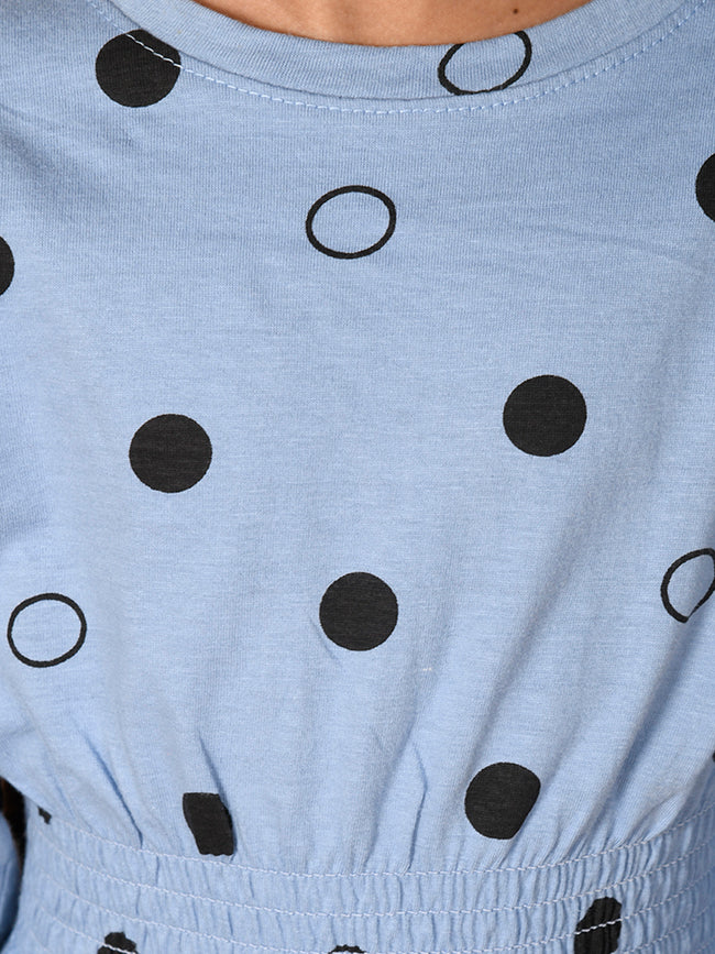 Polka Dot Printed Full Sleeve Top with Pant Set