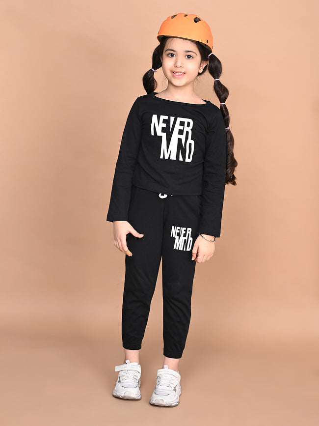 Never Mind Printed Full Sleeve Top with Jogger Set