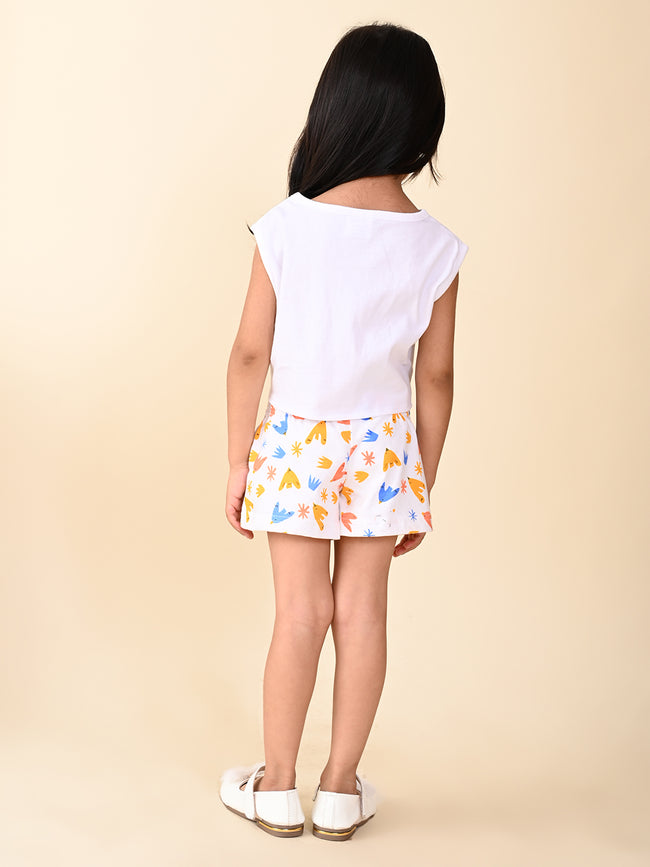 Knotted Sleeveless Top with Printed Shorts Set
