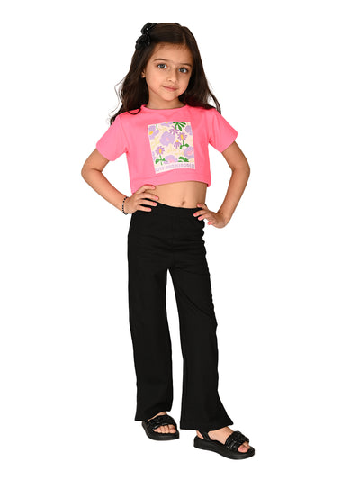 Floral Printed Crop Top with Pant Set