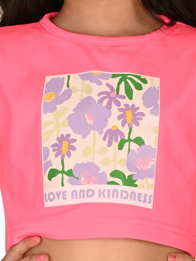 Floral Printed Crop Top with Pant Set