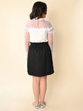 Stylish Lace Netted Top with Plain Skirt Set