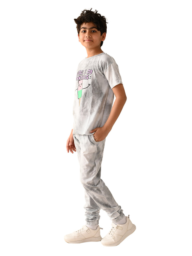 Front Graphics Printed T-shirt with Jogger Set