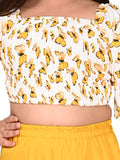 Butterfly Printed Crop Top with Flared Pant Set