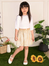 Embroidered Smoking Neck Top with Skirt Set