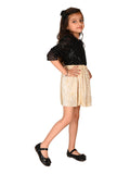 Sequin Puff Sleeves Top with Skirt Set