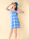 Striped Printed Dungaree Dress with T-shirt