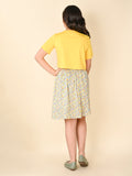 Printed Crop Top with Floral Asymmetrical Skirt Set