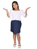 Solid Smoking Top with Printed Skirt Set