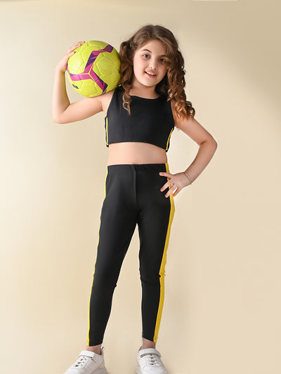 Sleeveless Crop Top with Solid Legging Set