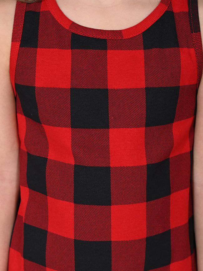 Checkered Printed Sleeveless Bodycon Dress