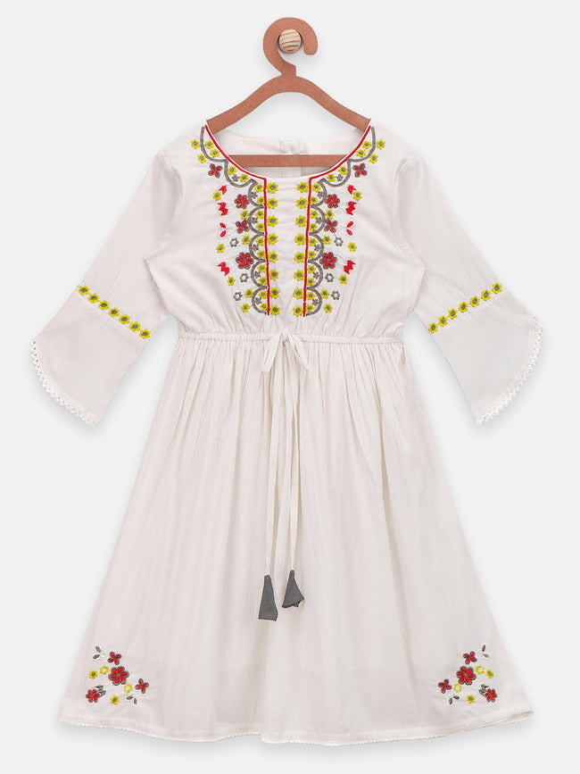 Embroidery Designed Drop Waist Dress