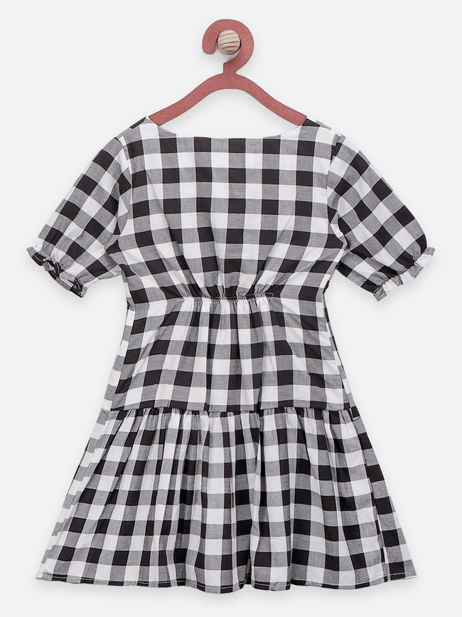 Checkered Print Ruffle Dress