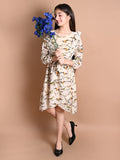 Sparrow Printed Long Sleeve Fit n Flare Dress