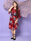 Floral Printed Belted Fit n Flare Dress