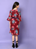 Floral Printed Belted Fit n Flare Dress